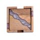 Handmade Purple Epoxy River and Acacia Wood Wood Set of 4 Decorative Table Coasters with Stand